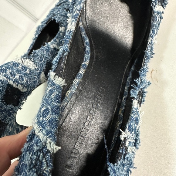 Stylish Frayed Denim Heels - Picture 4 of 7